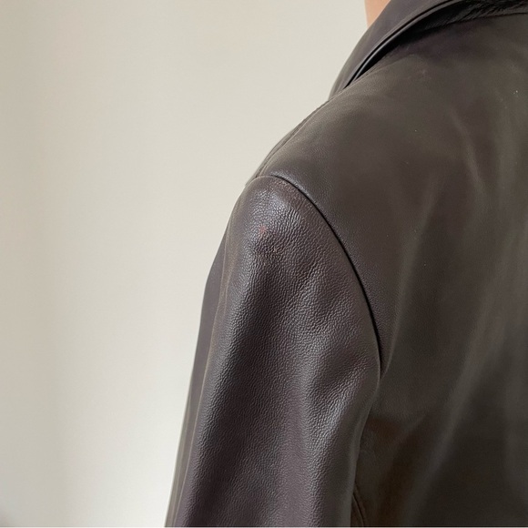 Marvin Richards Vintage Chocolate Brown Leather Zip Front Belted Jacket Size M - Picture 10 of 12